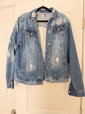 Revamped Light Blue Distressed Denim Jacket